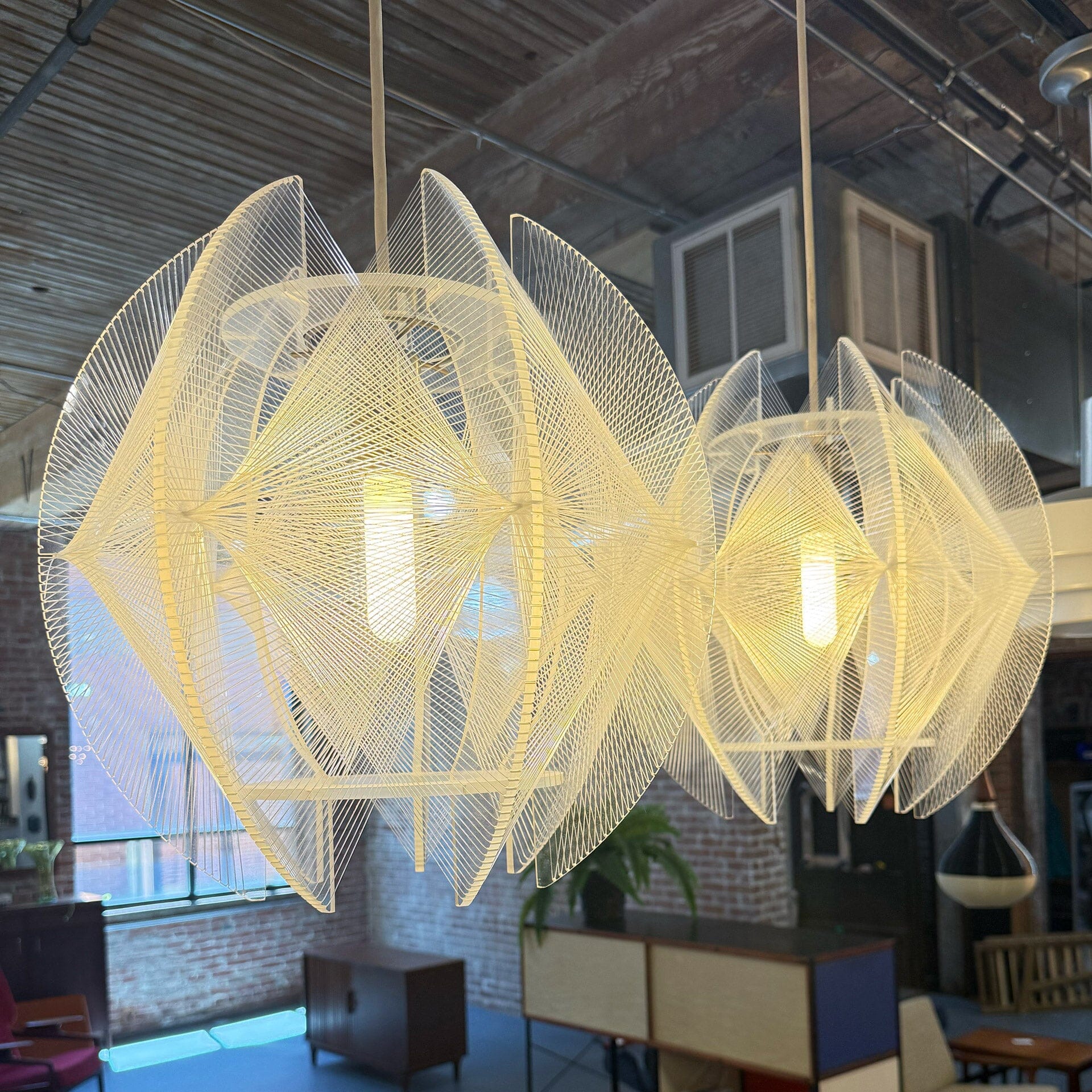 Nylon & Plexi Pendant Lights by Paul Secon for Sompex – MidMod Decor