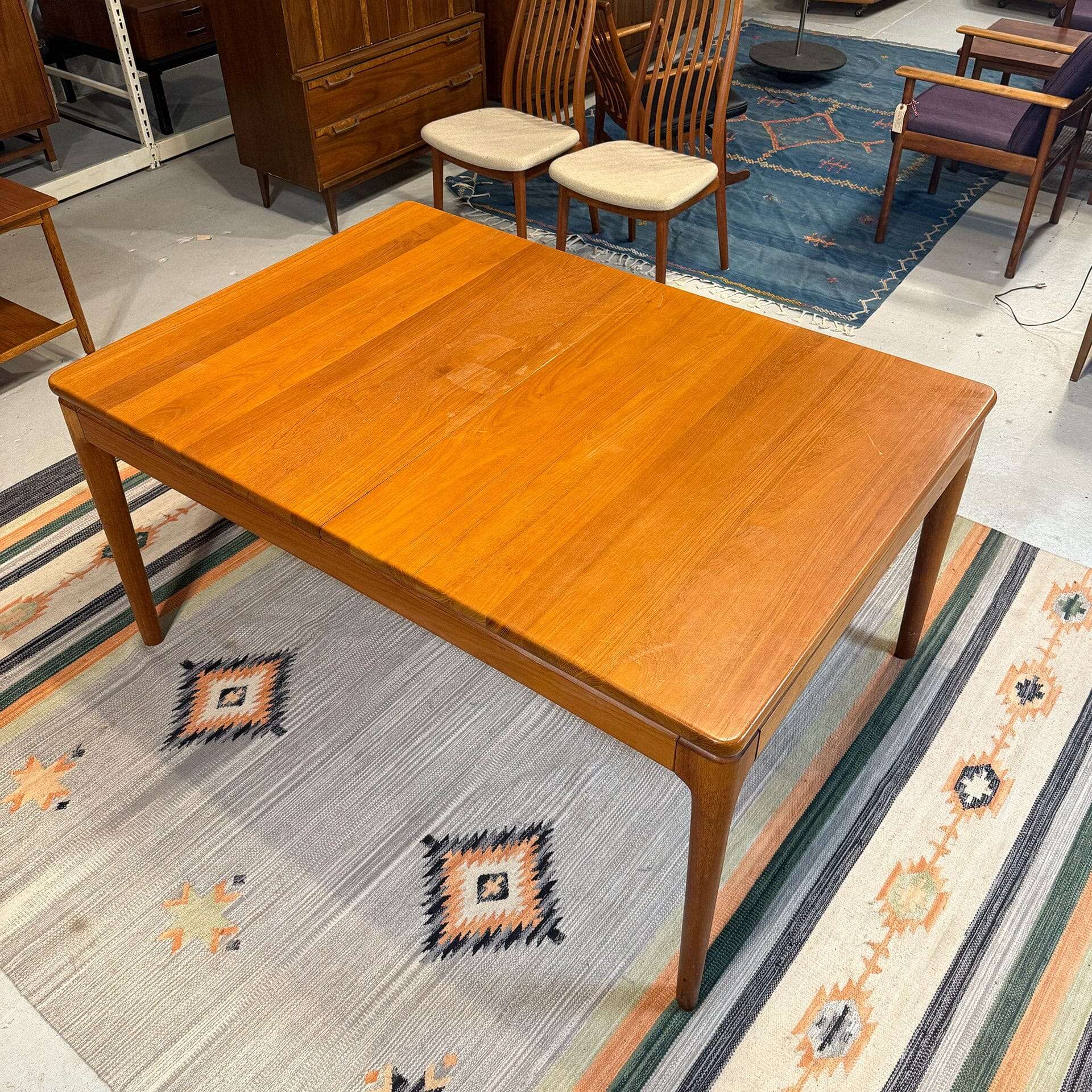 Solid Teak Dining Table with Two Leaves – MidMod Decor