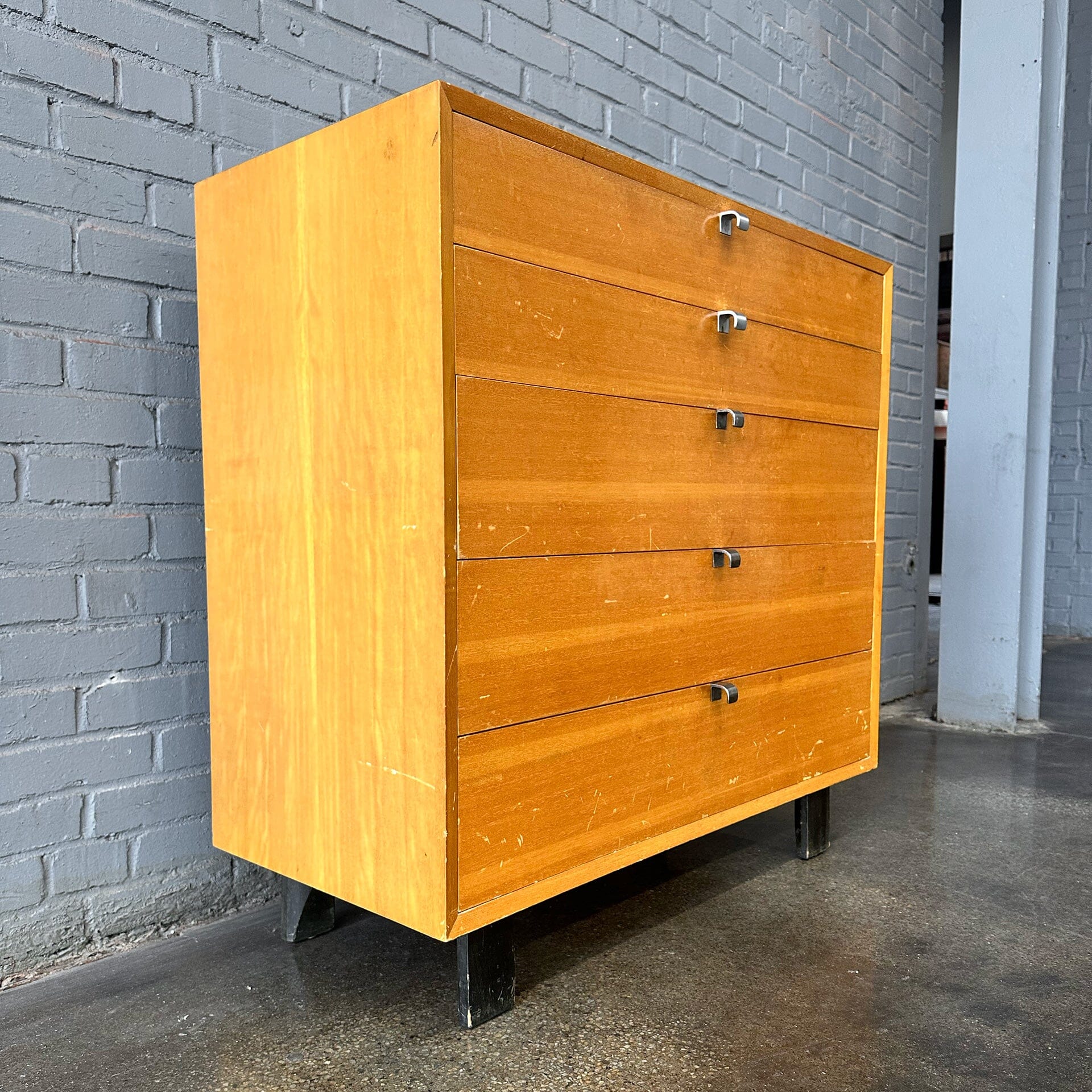 1950's Birch Tall Boy Dresser by Nelson for Herman Miller