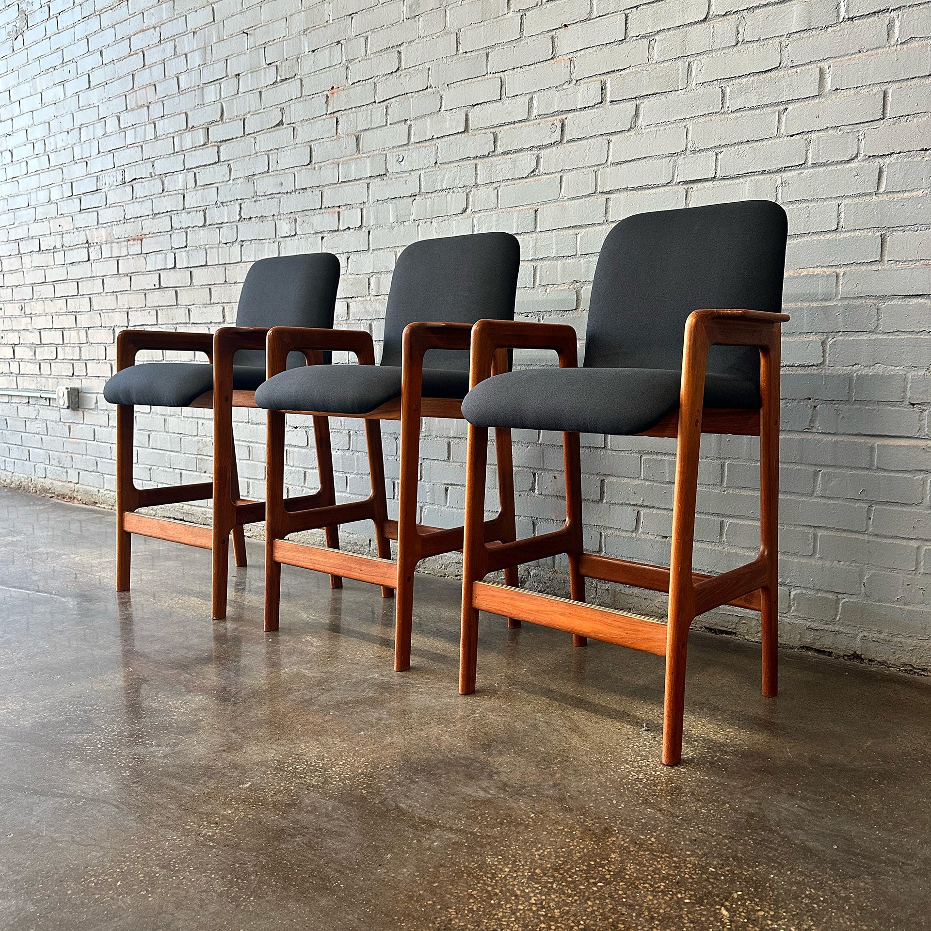 Set of 3 Teak Bar Stools by Benny Linden