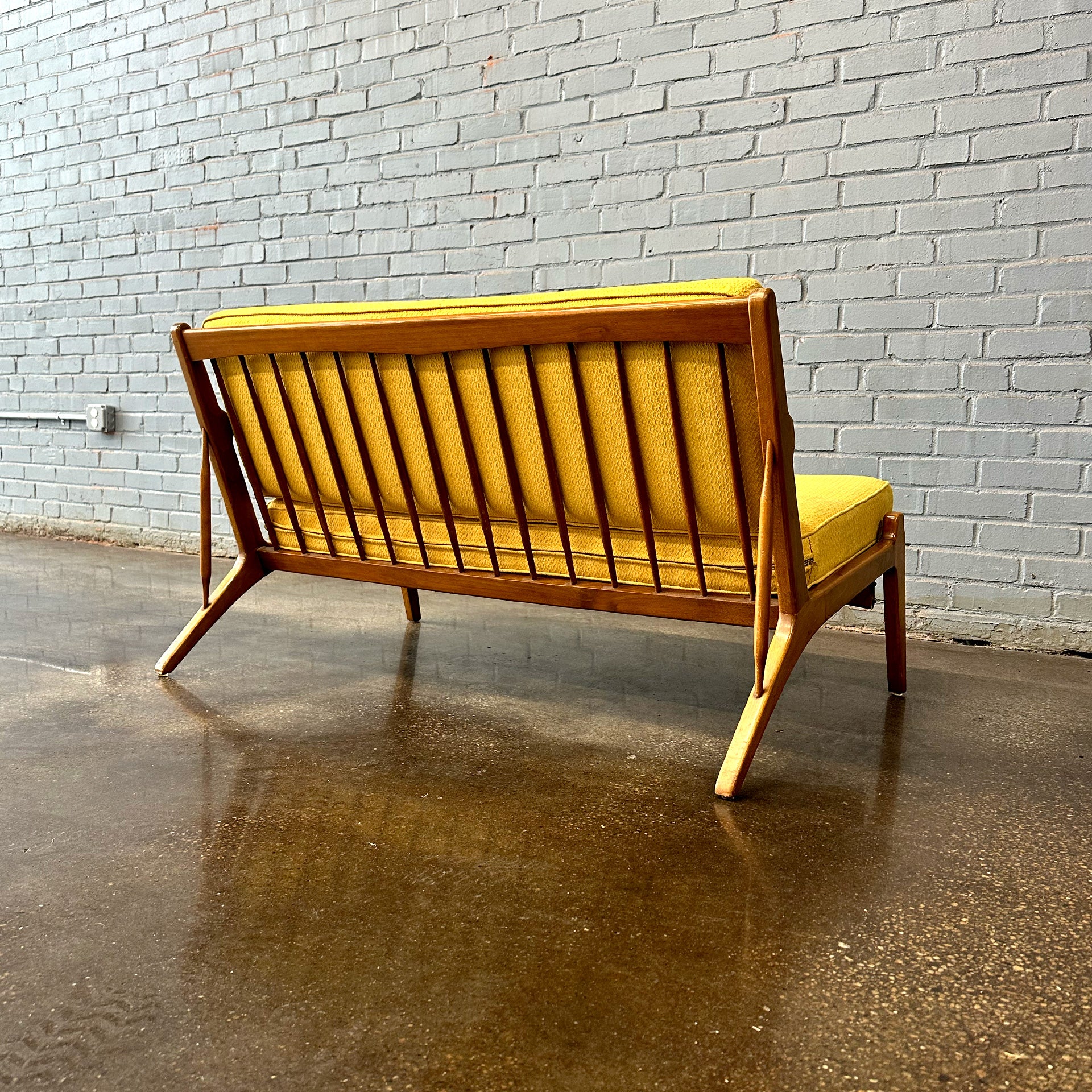 Armless Danish Modern Walnut Loveseat