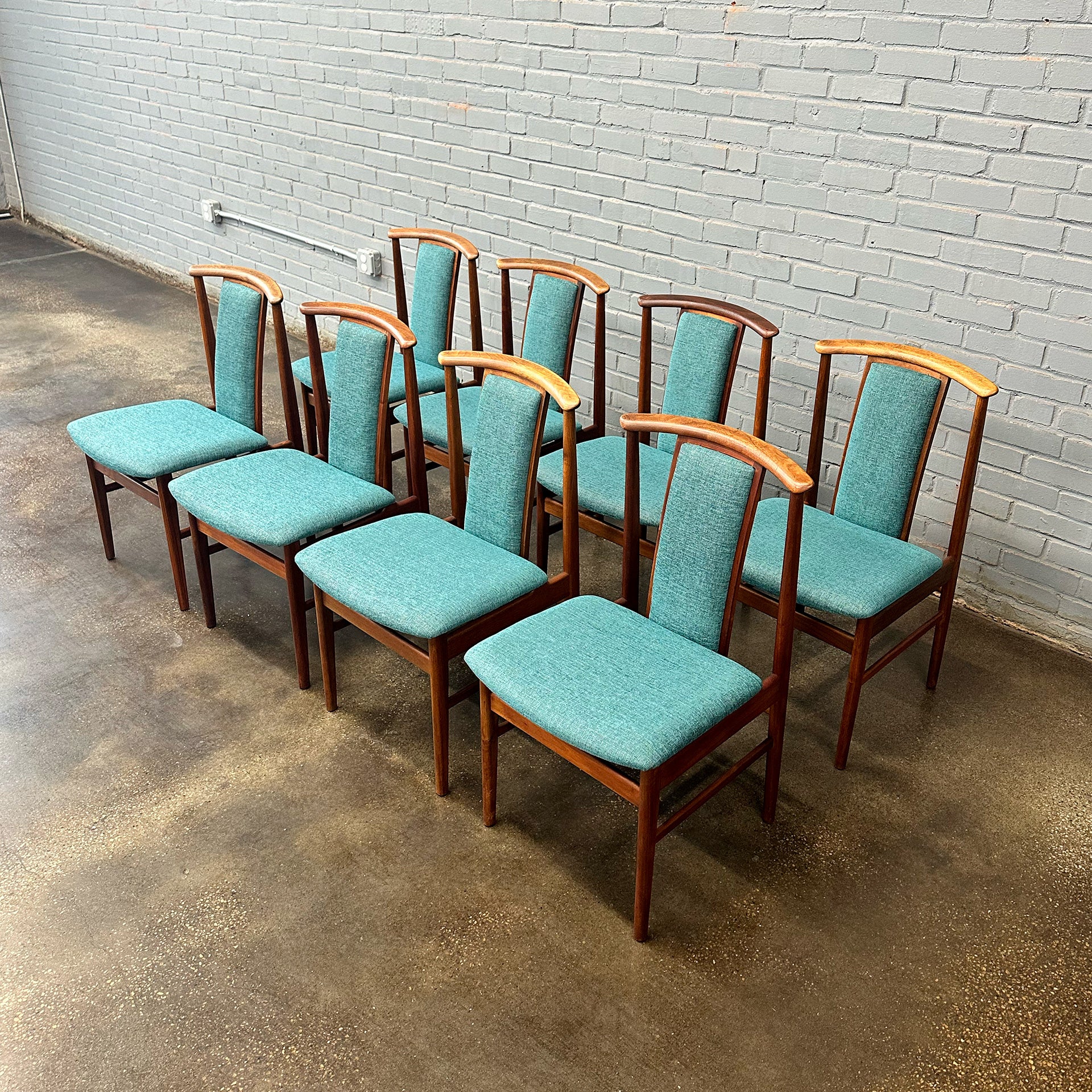 Set of 8  Danish Modern Walnut Dining Chairs by Dux