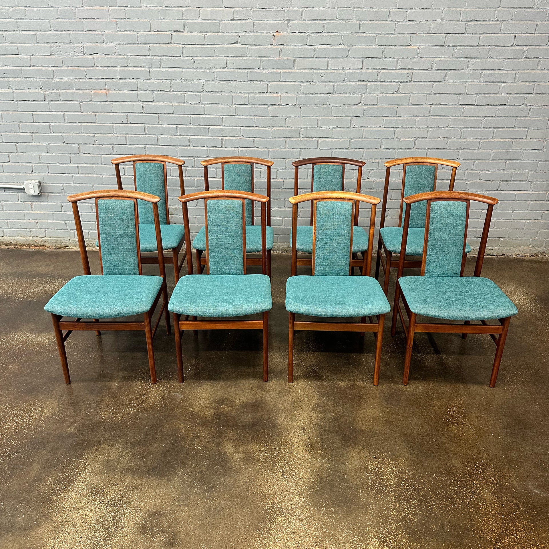 Set of 8  Danish Modern Walnut Dining Chairs by Dux