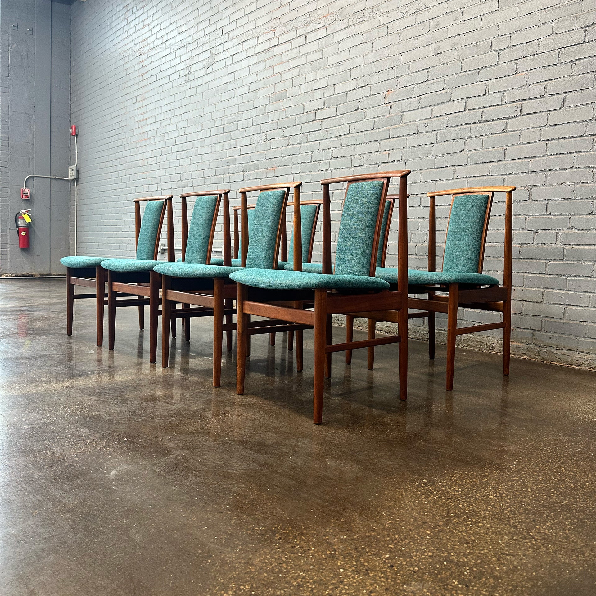 Set of 8  Danish Modern Walnut Dining Chairs by Dux