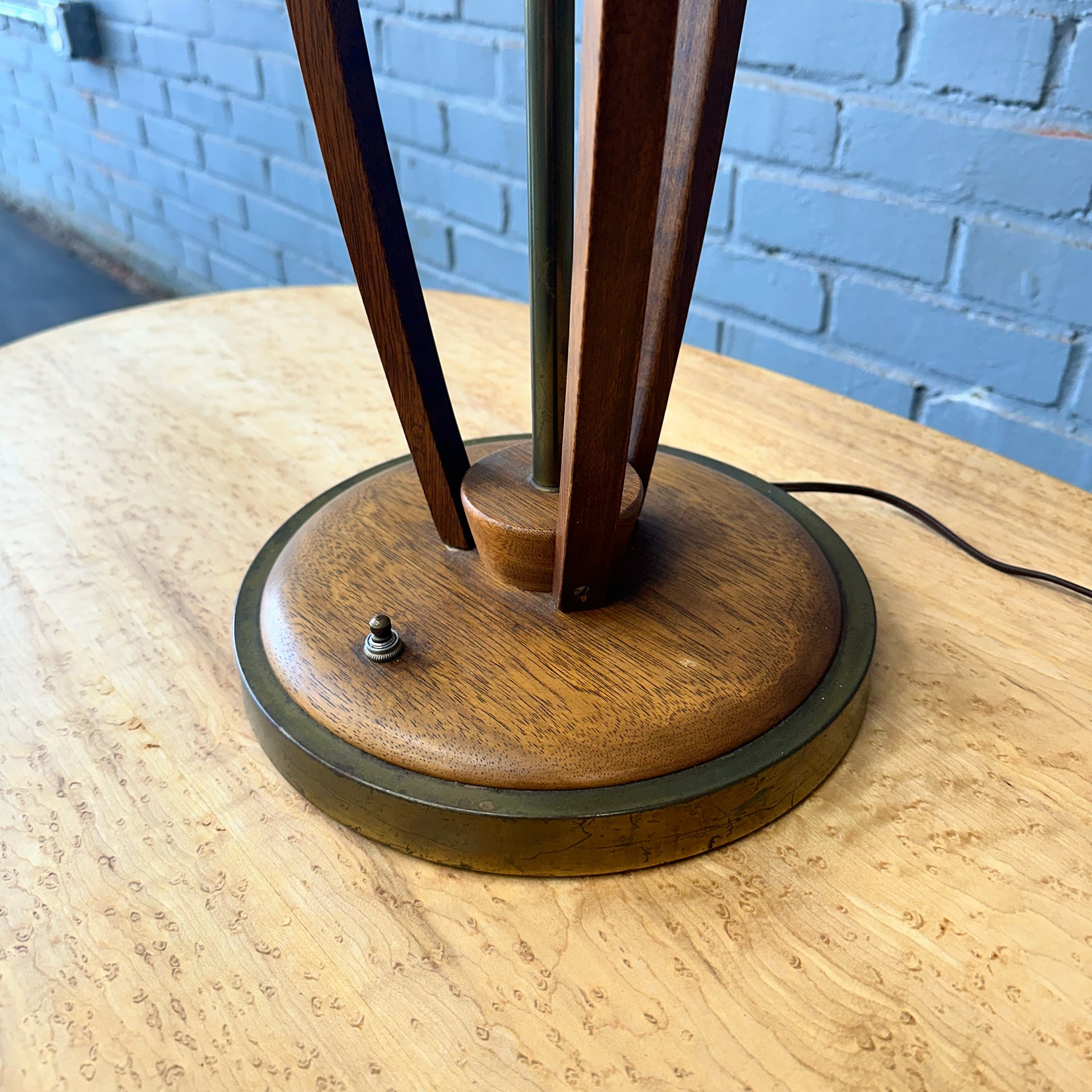 Walnut Tri-Shade MCM Table Lamp