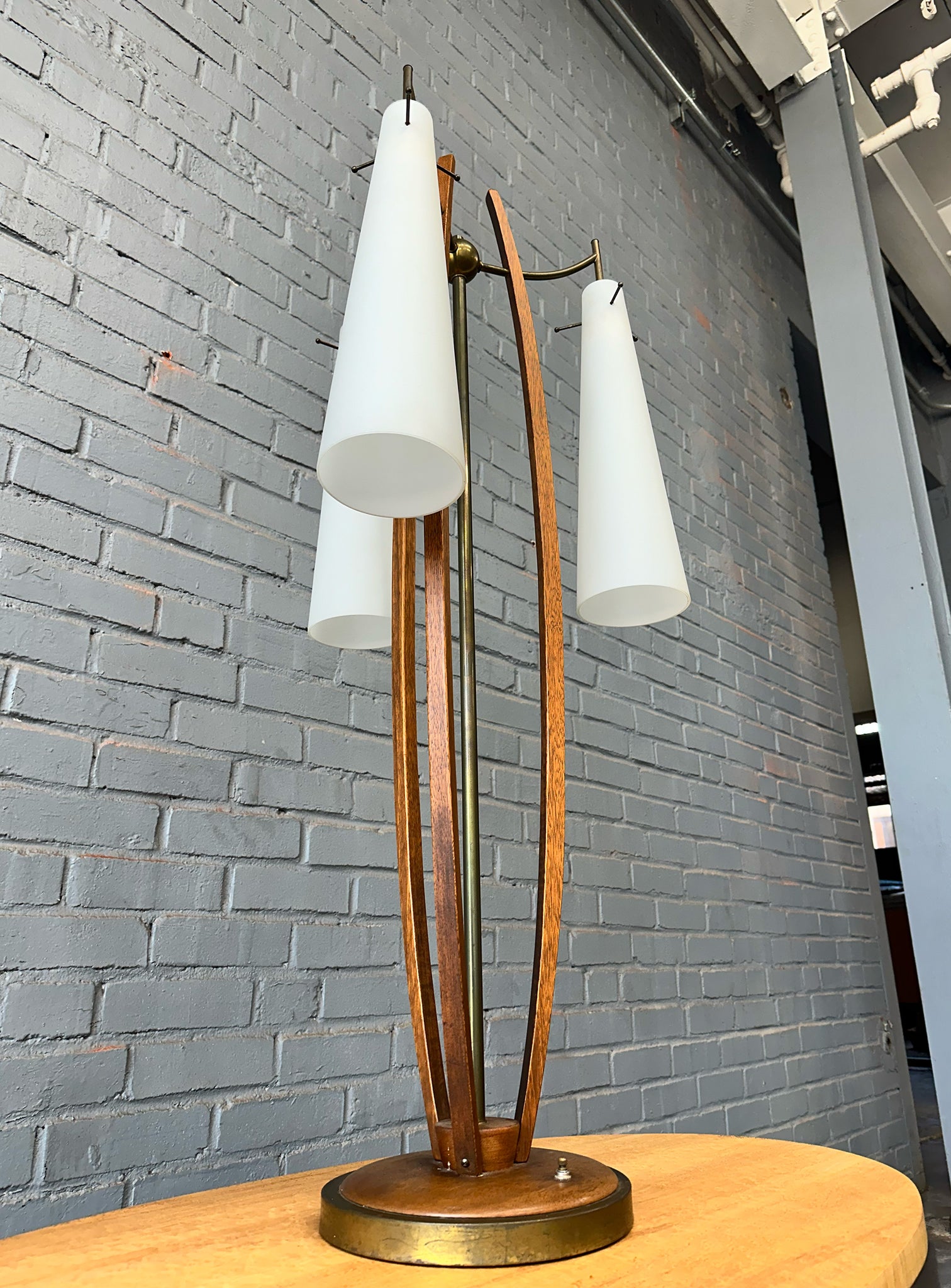 Walnut Tri-Shade MCM Table Lamp – MidMod Decor