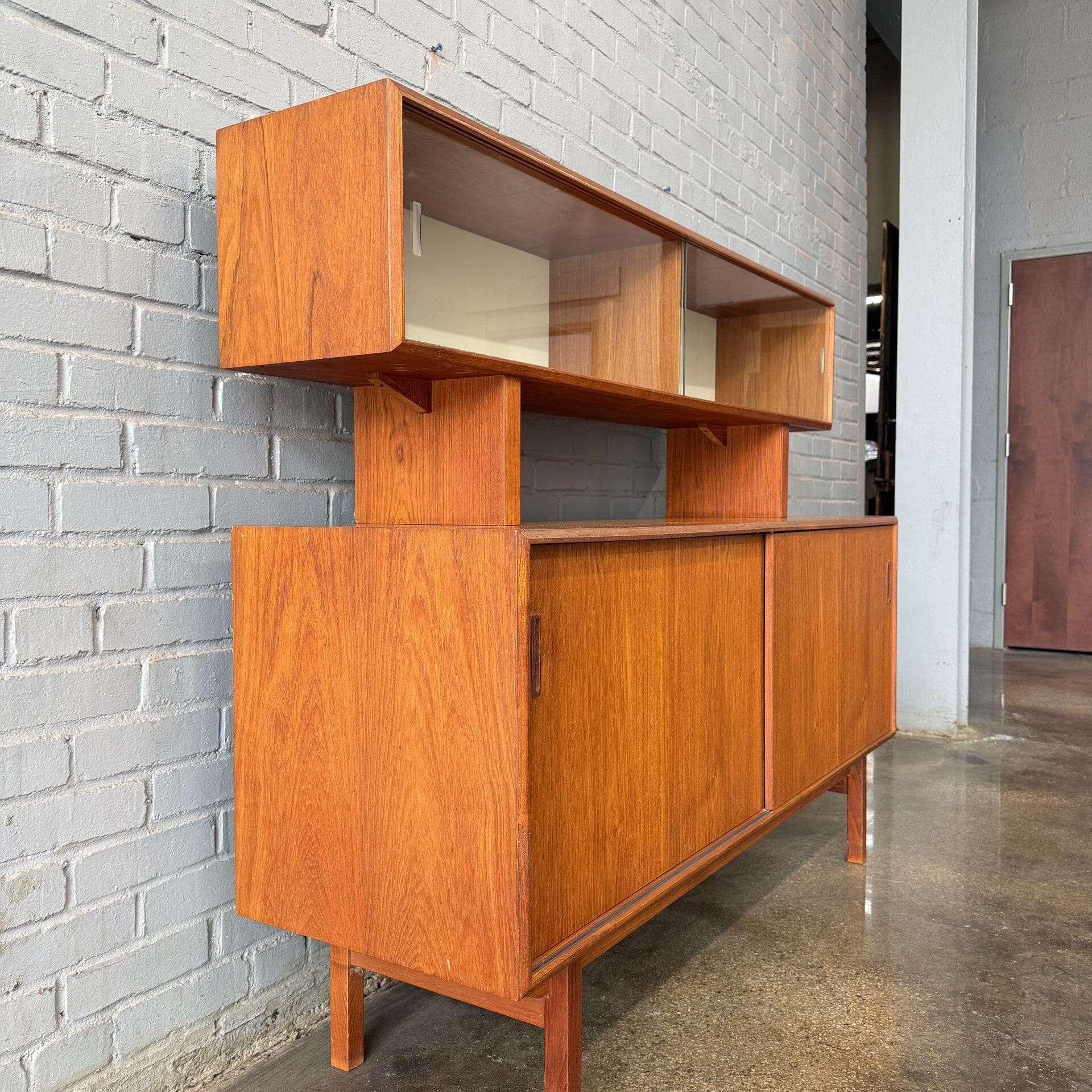 Danish Modern Two-Tier Teak Hutch Sideboard, Made in Canada, 1970s