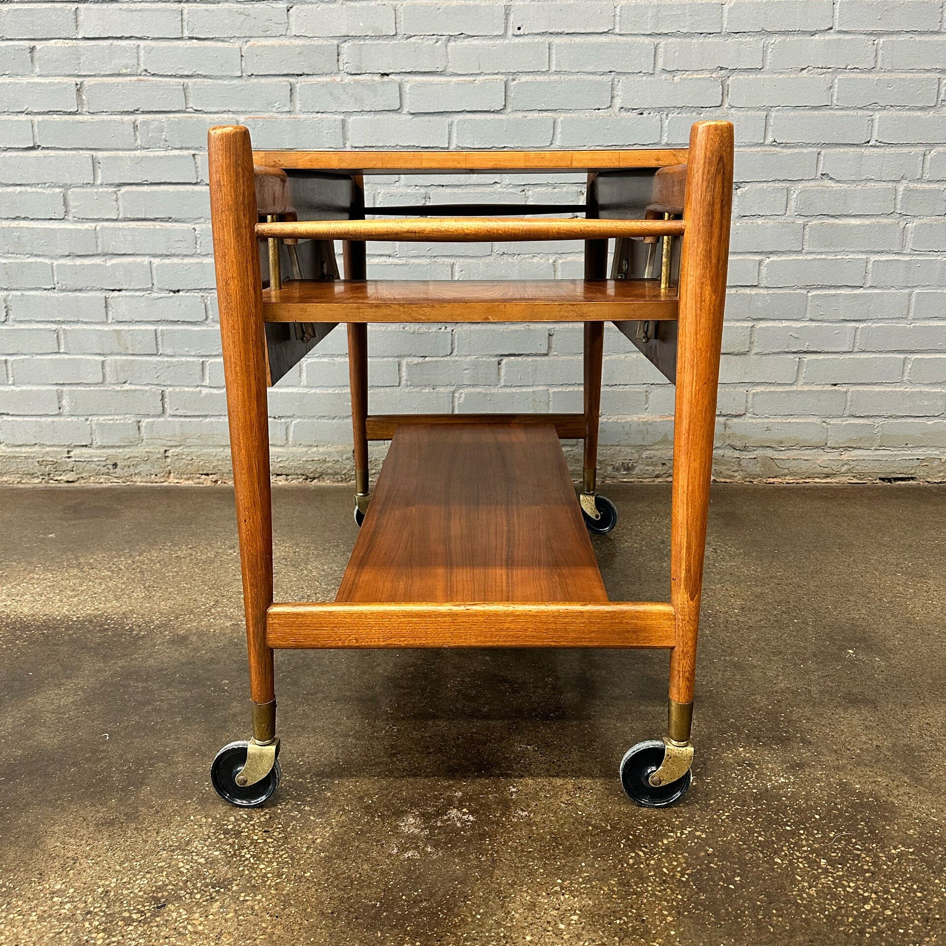 MCM Walnut Bar Cart with Leather Top Carts MidMod Decor 