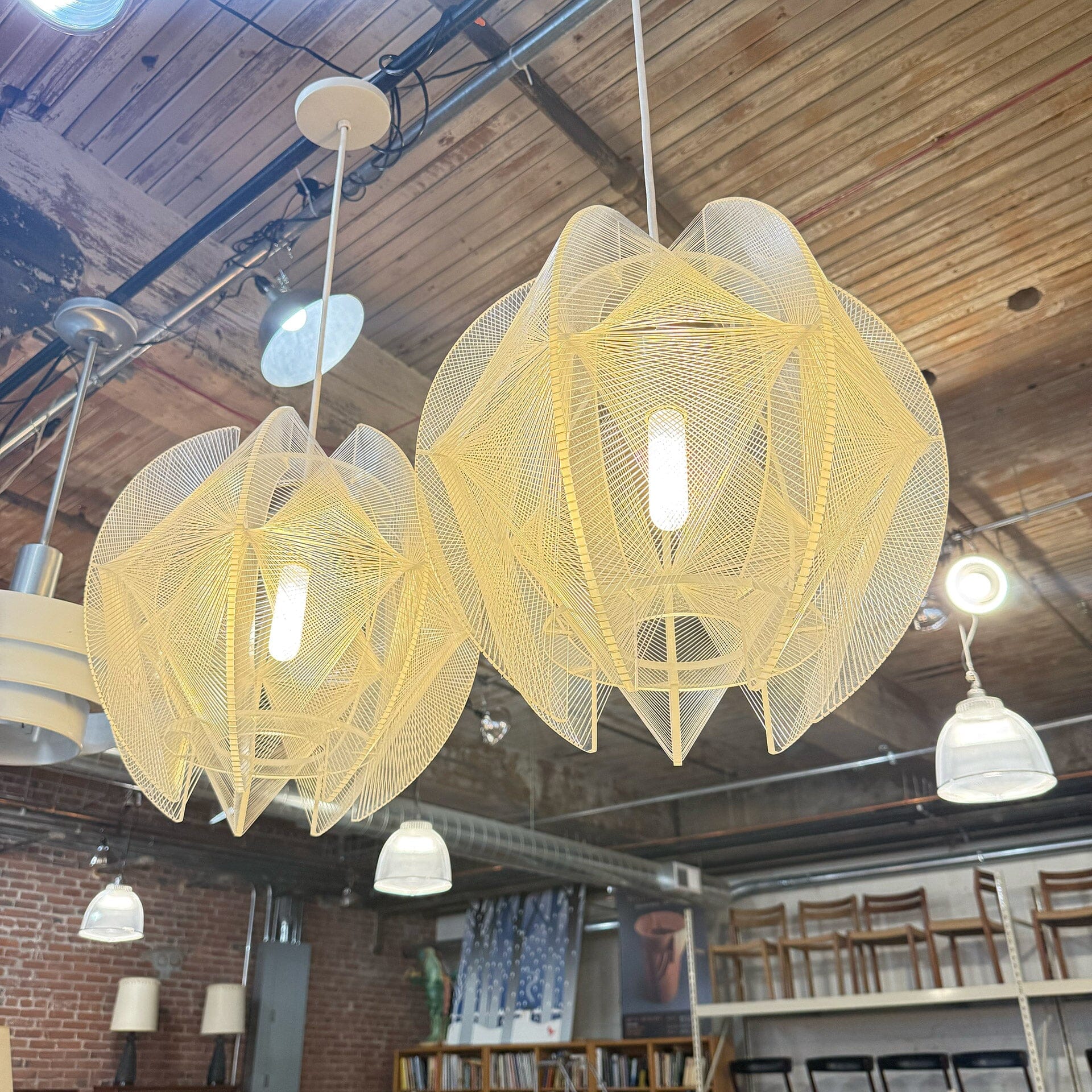 Nylon & Plexi Pendant Lights by Paul Secon for Sompex – MidMod Decor