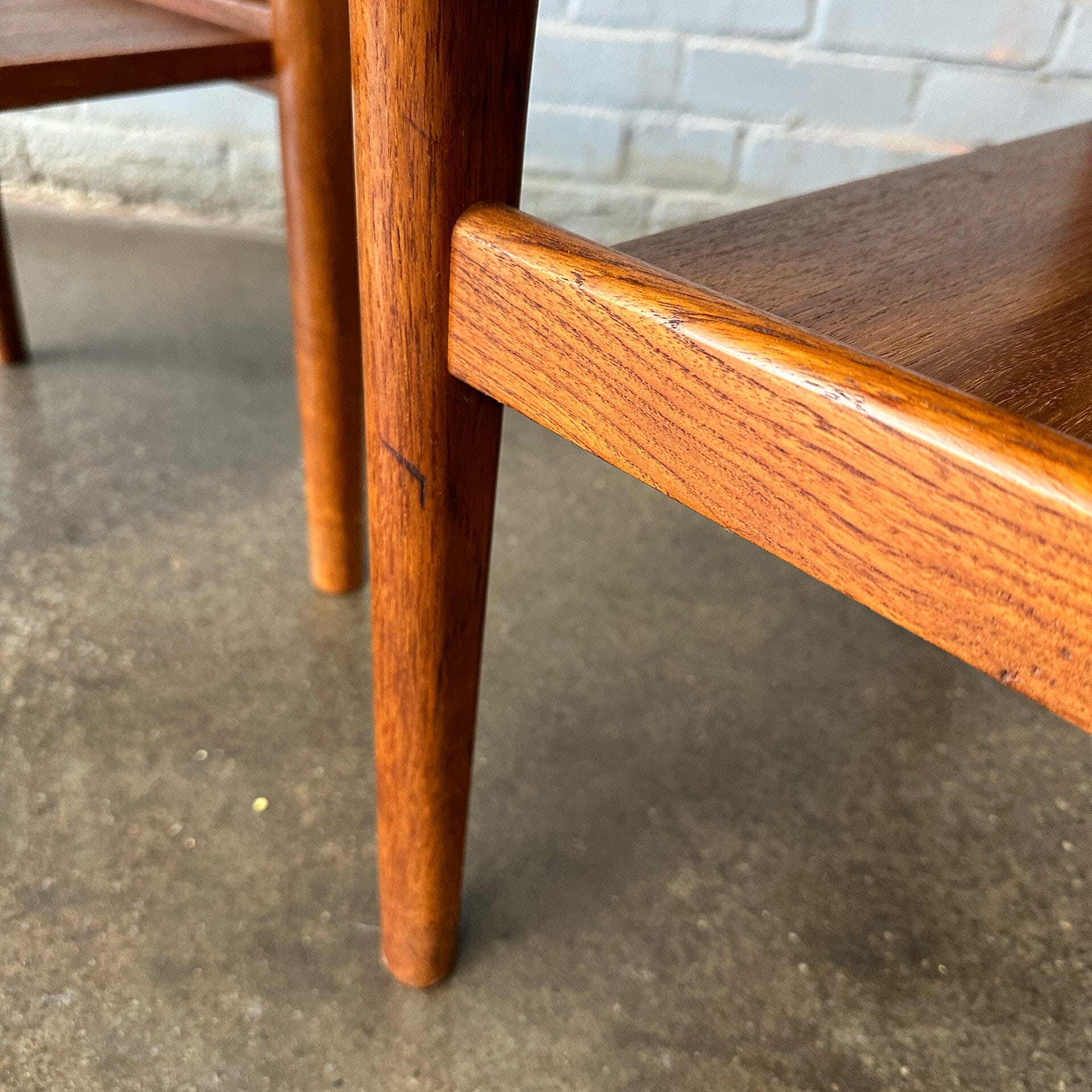 Pair of Teak Danish Side Tables with Shelves Accent Tables MidMod Decor 