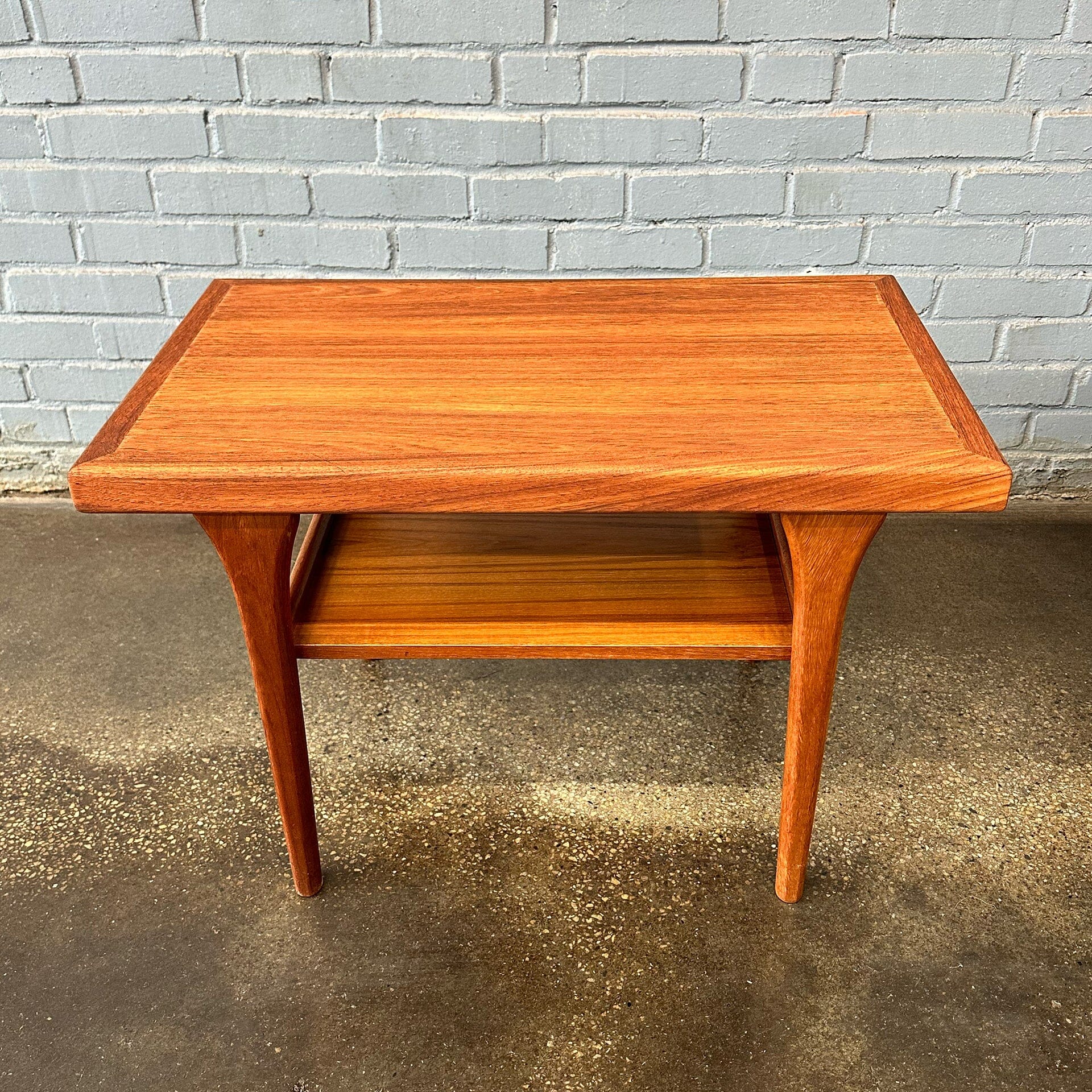 Pair of Teak Danish Side Tables with Shelves Accent Tables MidMod Decor 