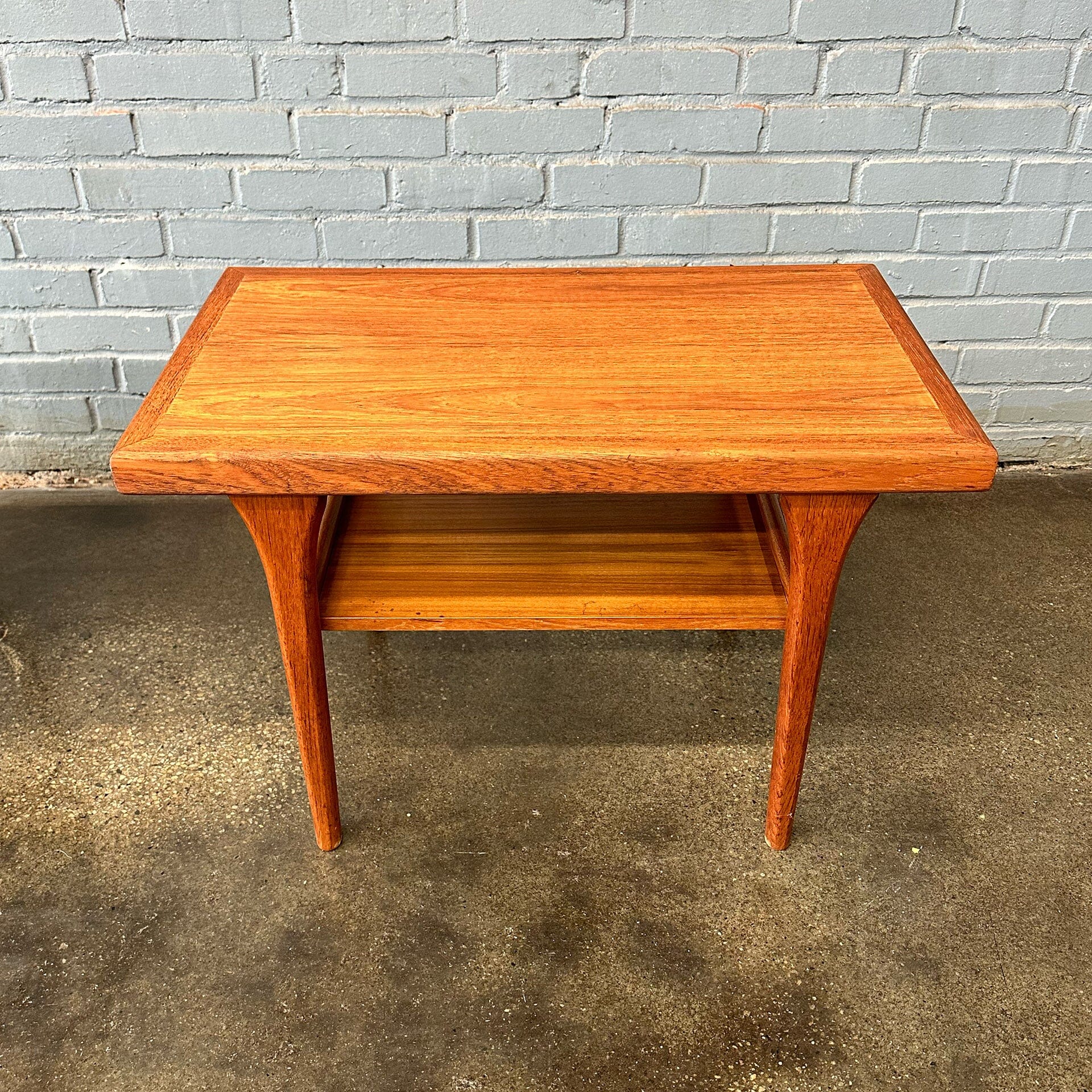 Pair of Teak Danish Side Tables with Shelves Accent Tables MidMod Decor 