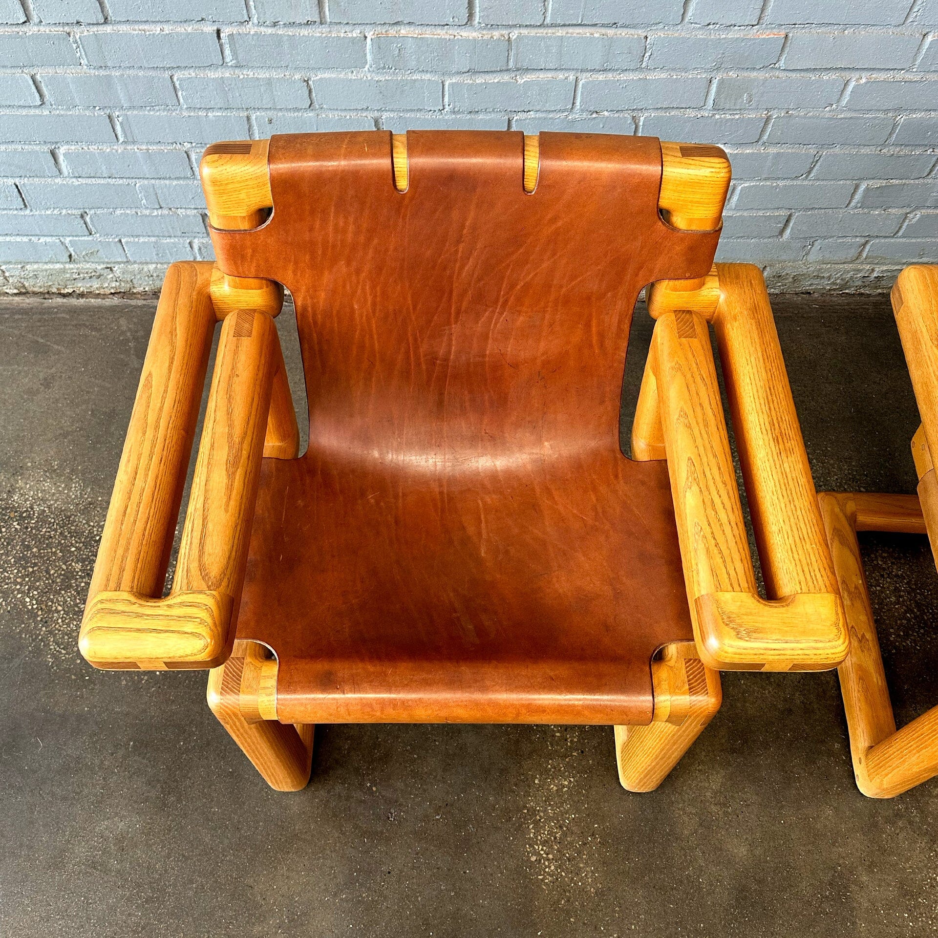 Richard Kagan 1970's Leather Hunting Chairs Arm Chairs Richard Kagan 