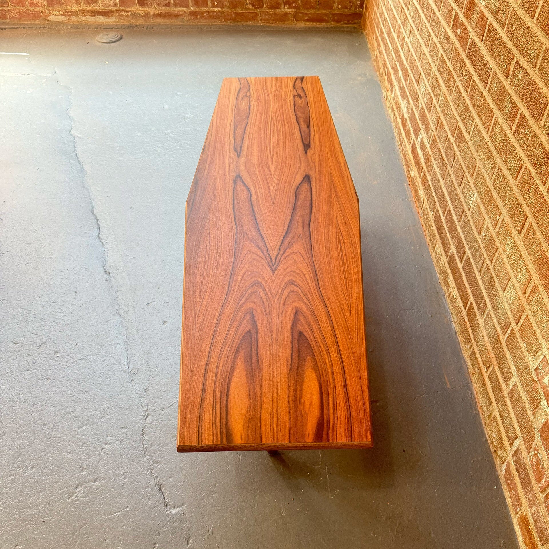 Rosewood Coffee Table with Elongated Hexagonal Top – MidMod Decor