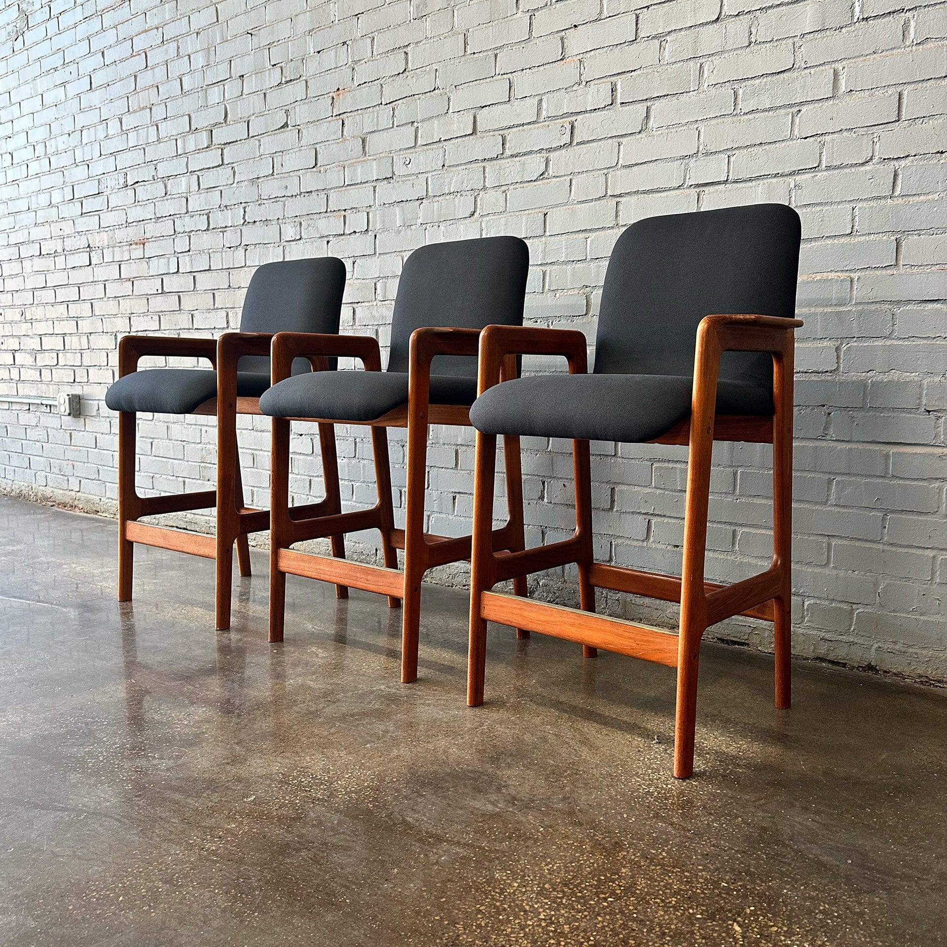 Set of 3 Teak Bar Stools by Benny Linden Benches / Stools Benny Linden 