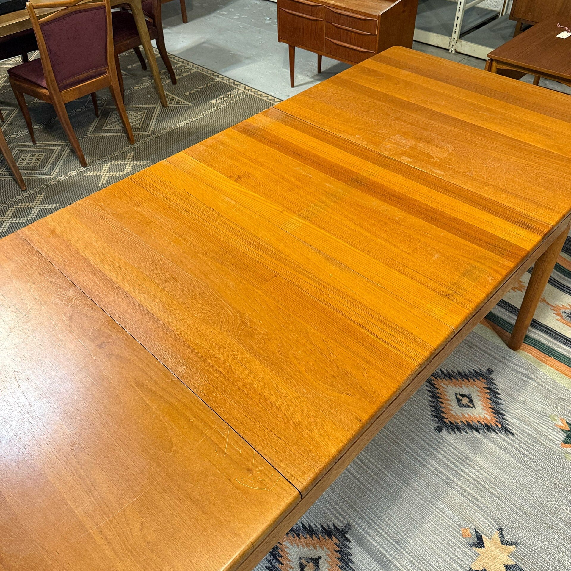 Solid Teak Dining Table with Two Leaves – MidMod Decor