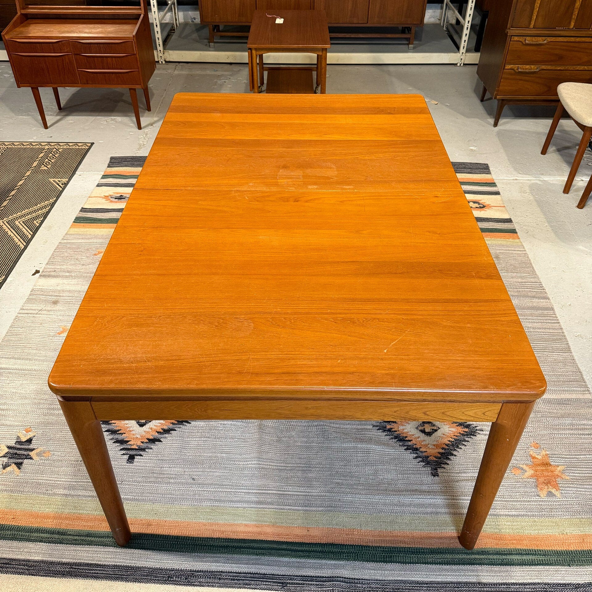 Solid Teak Dining Table with Two Leaves – MidMod Decor