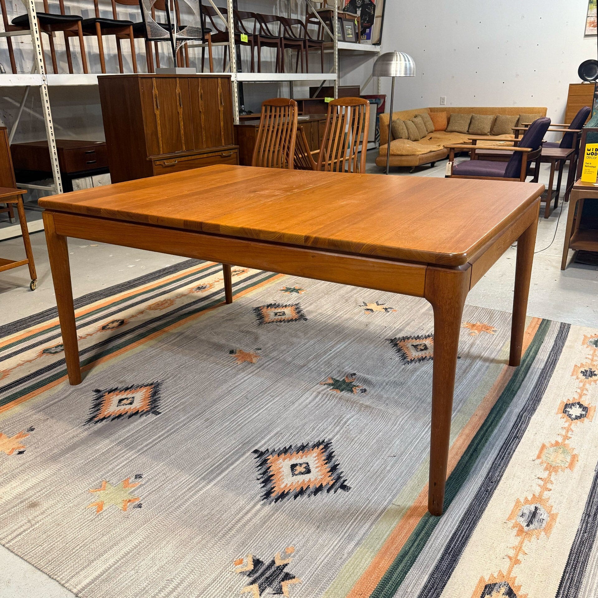 Solid Teak Dining Table with Two Leaves – MidMod Decor