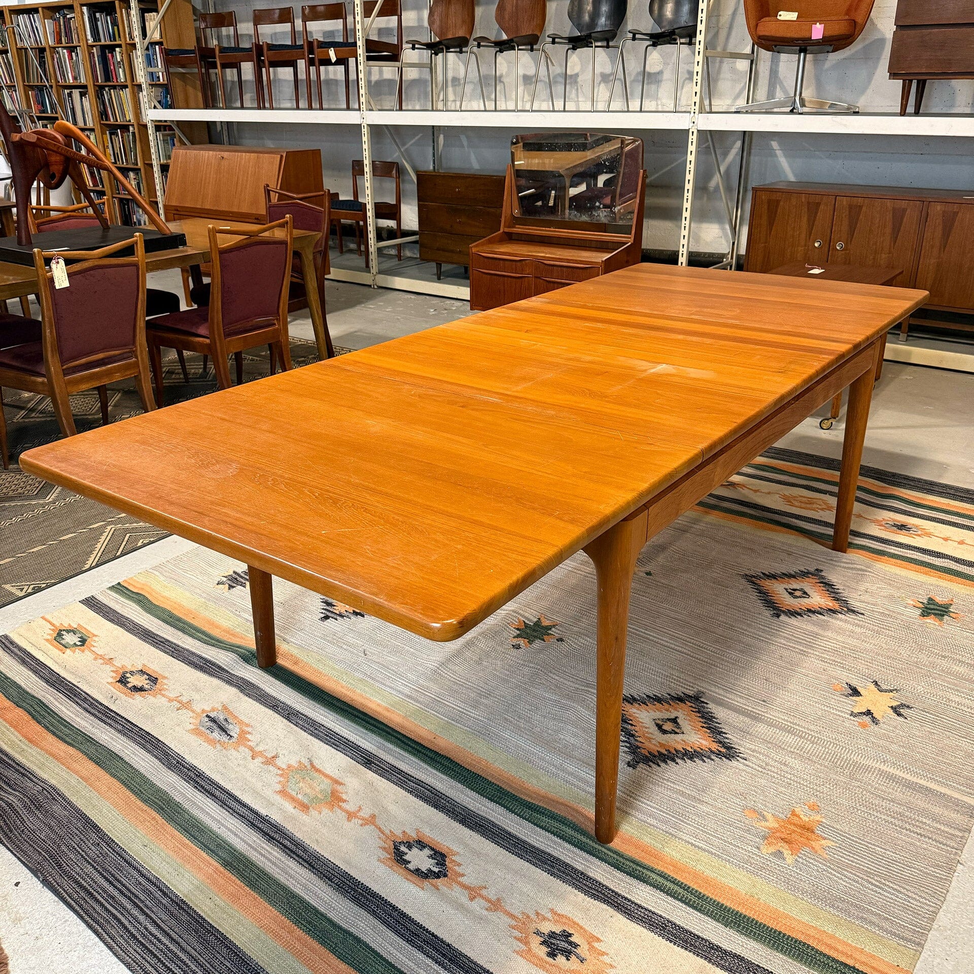 Solid Teak Dining Table with Two Leaves – MidMod Decor