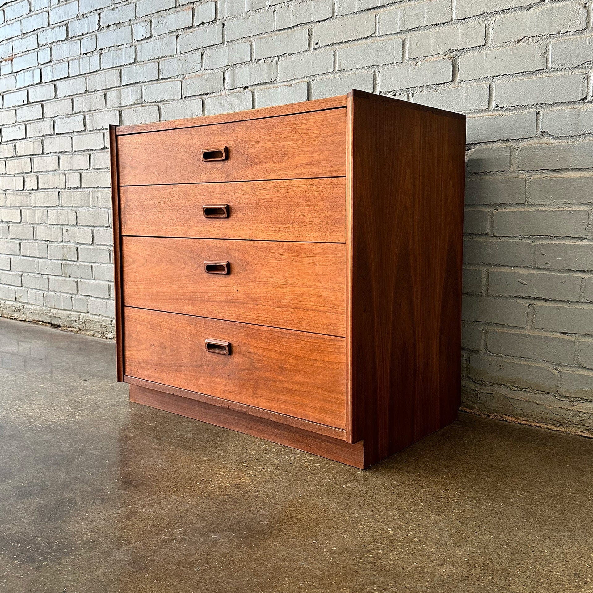 Walnut Bachelor's Chest with Black Leatherette Top Dressers Lane 