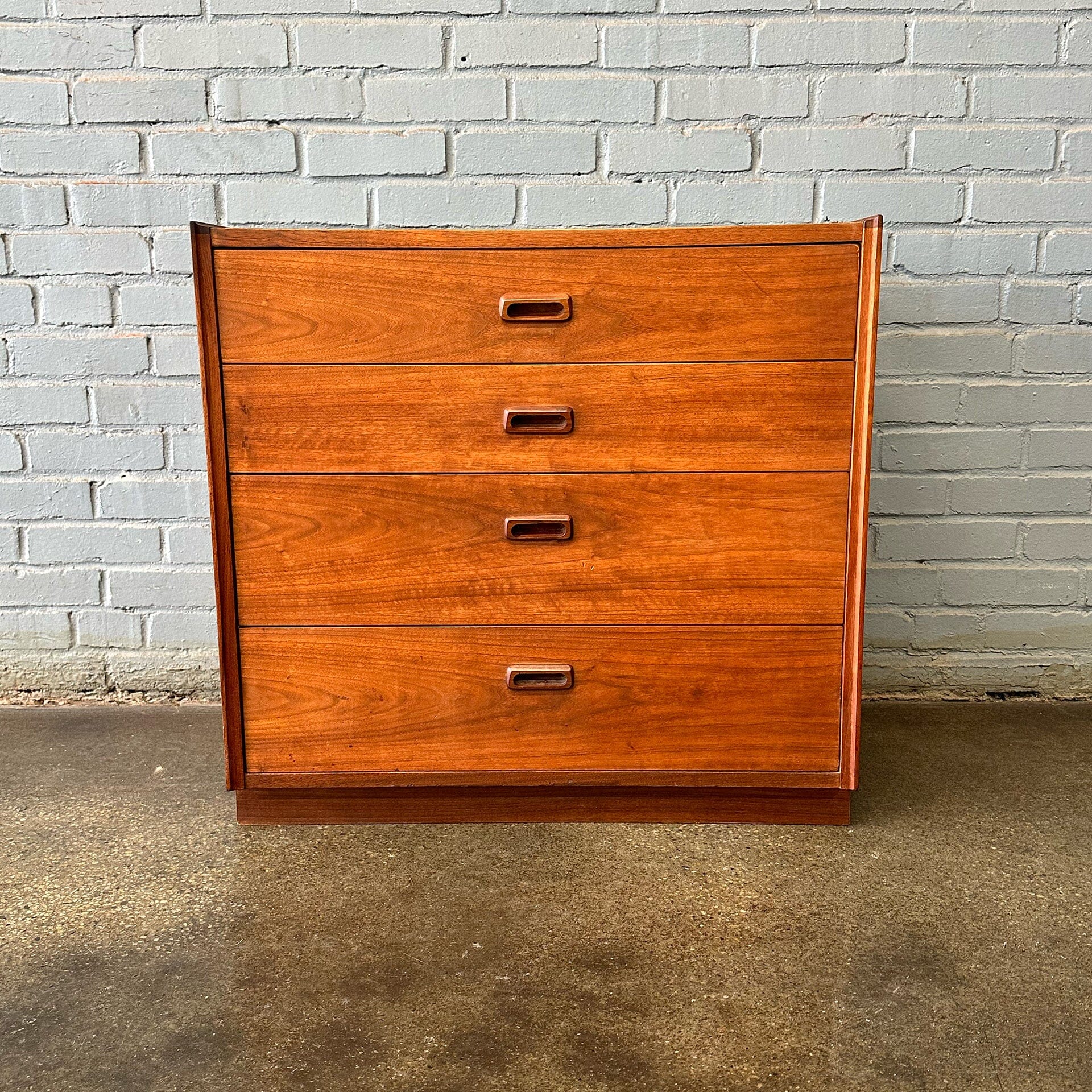 Walnut Bachelor's Chest with Black Leatherette Top Dressers Lane 