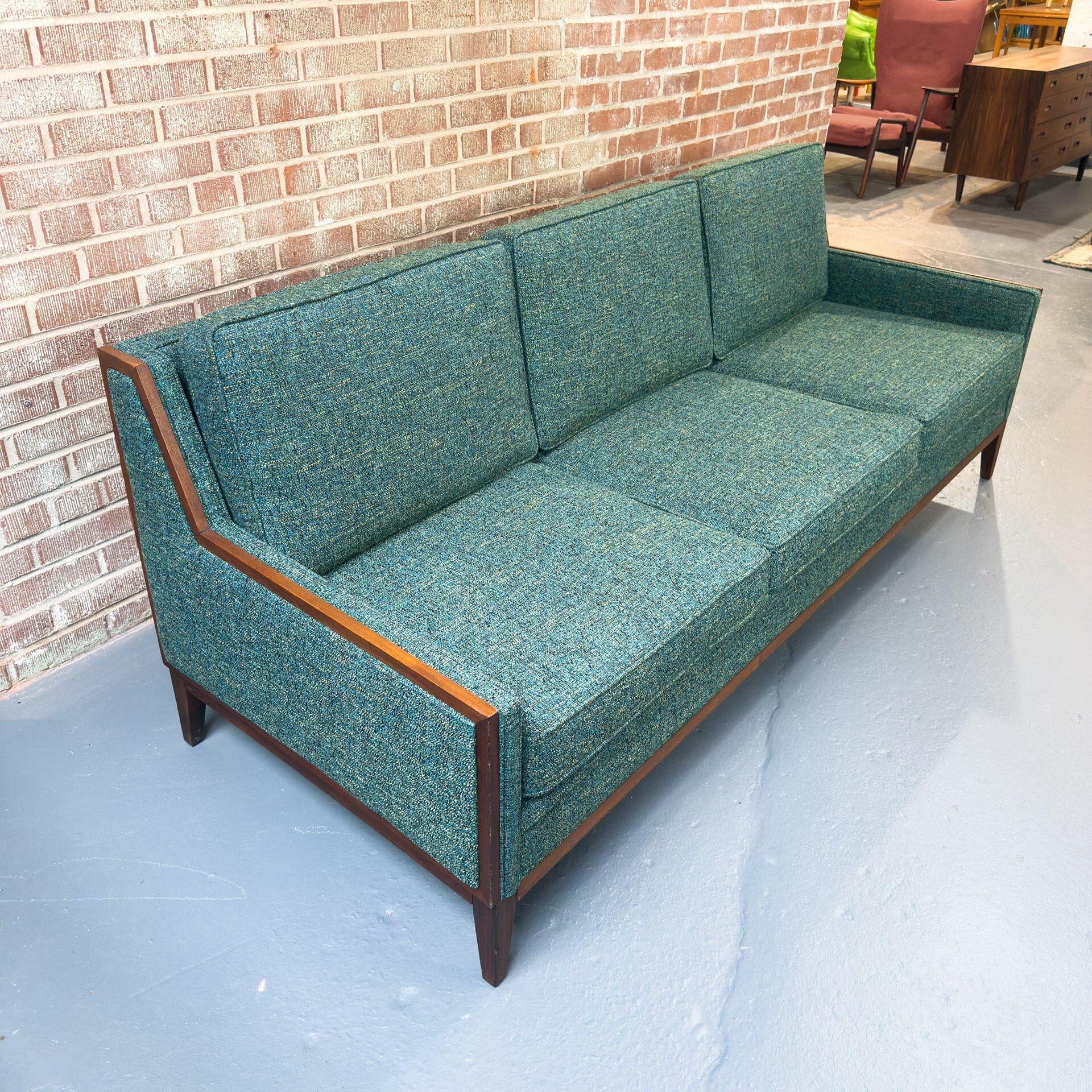 Walnut Framed Mid-Century Modern Sofa – MidMod Decor