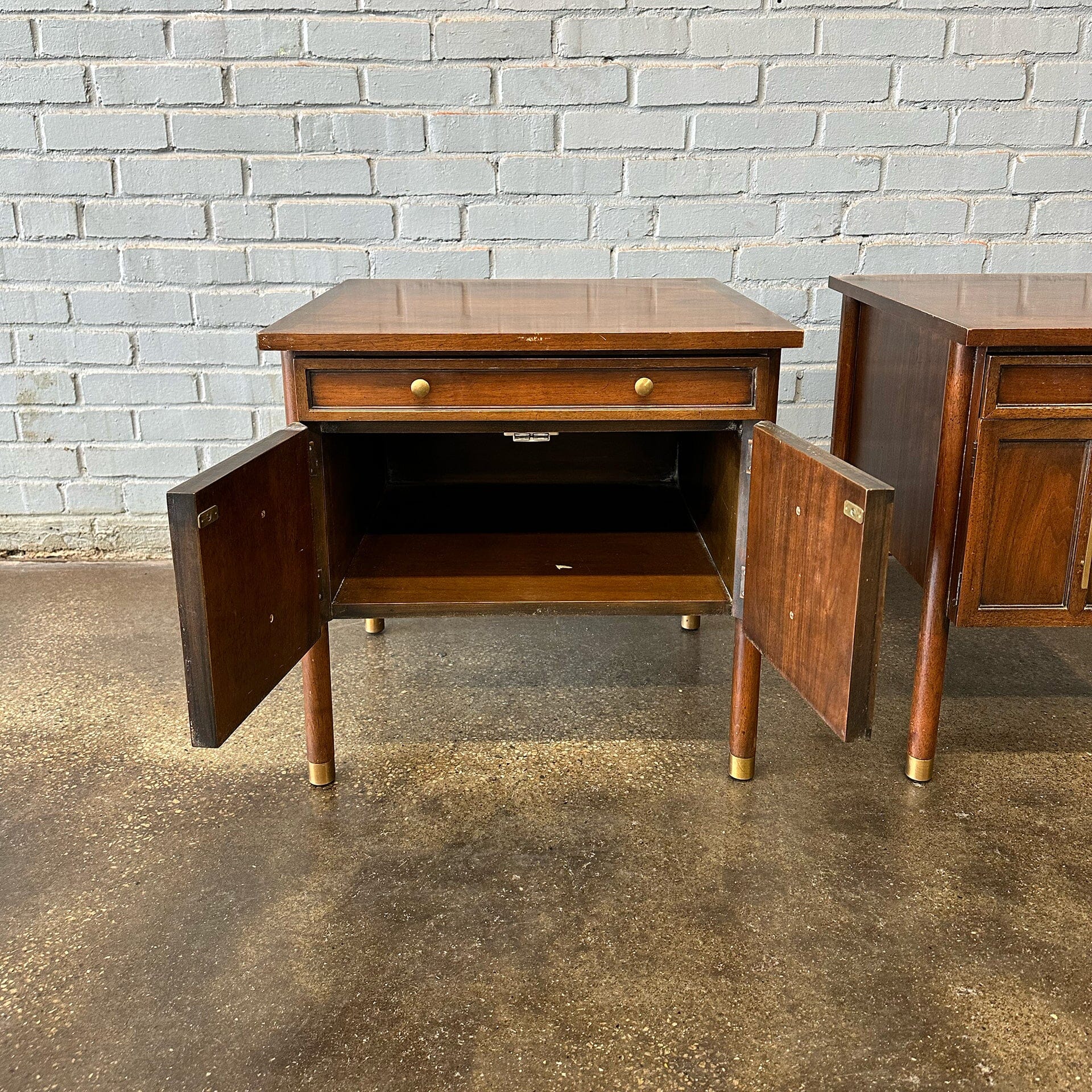 Walnut Nightstands / Side Tables by Bert England Nightstands Johnson Furniture Company 