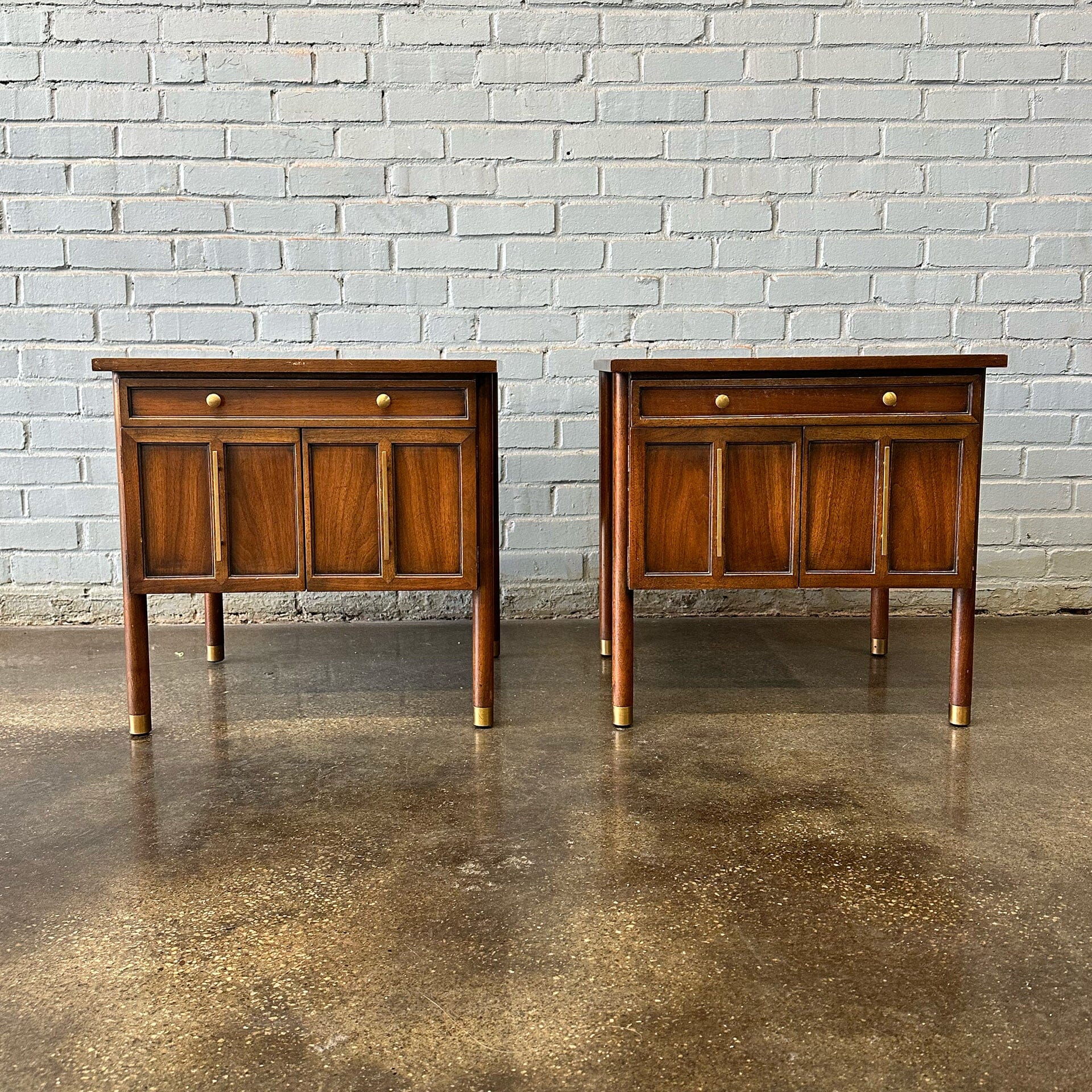 Walnut Nightstands / Side Tables by Bert England Nightstands Johnson Furniture Company 