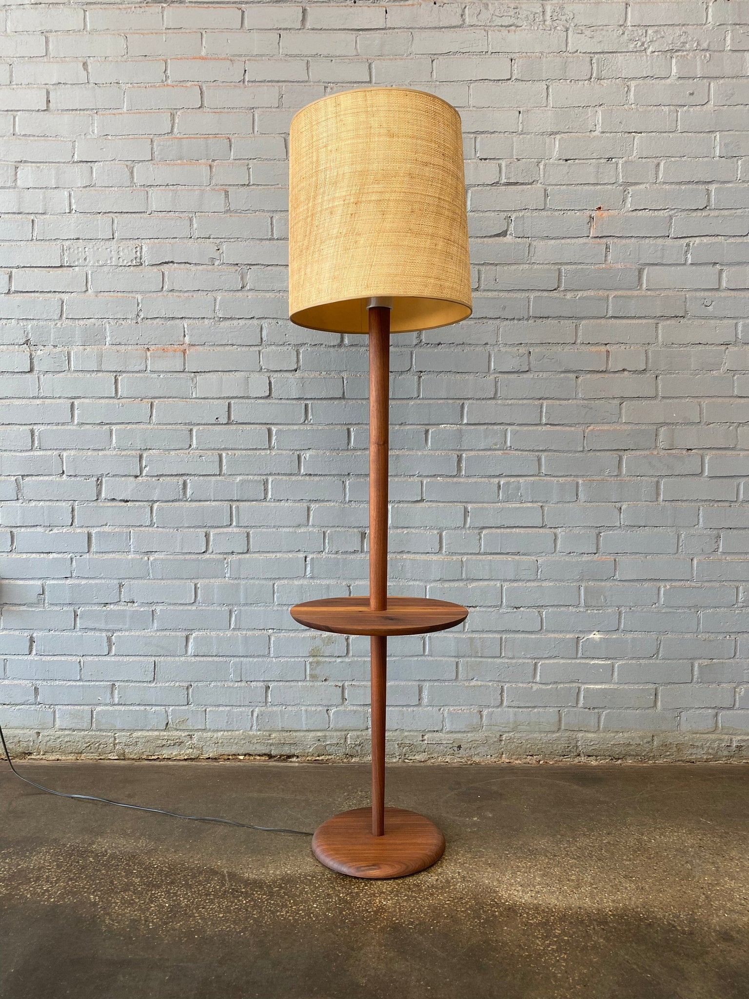 Solid Walnut Mid-Century Modern Floor Lamp Floor Lamp Unknown 