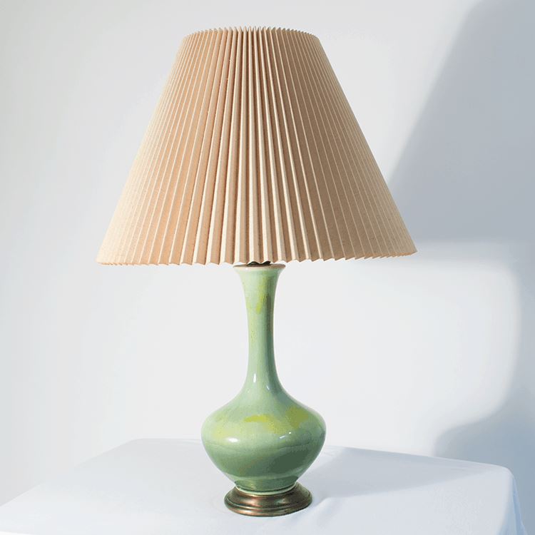 Tall Green Yellow Drip Glaze Lamp Table Lamp Unknown 