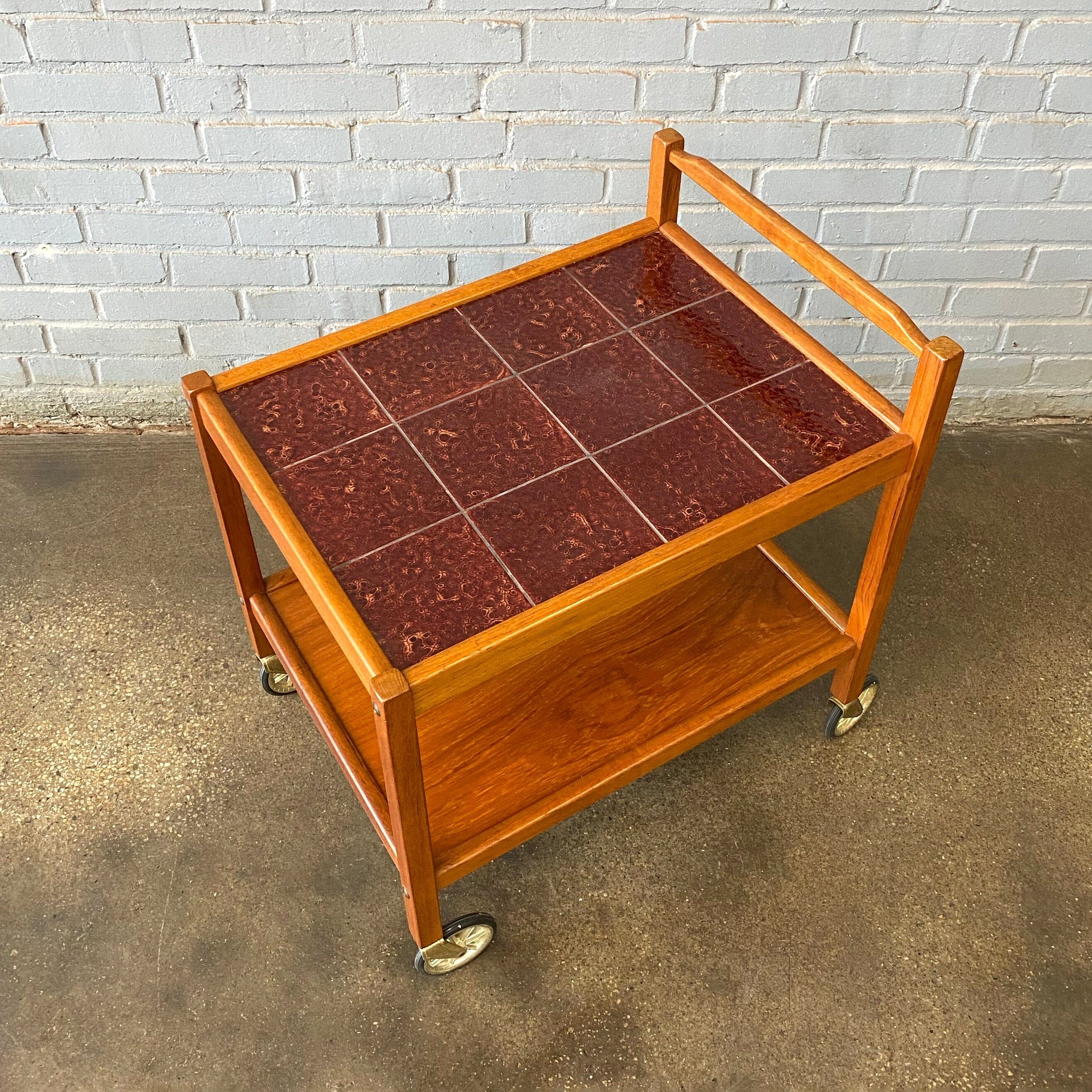 Teak tile-top bar cart by Westnofa – MidMod Decor